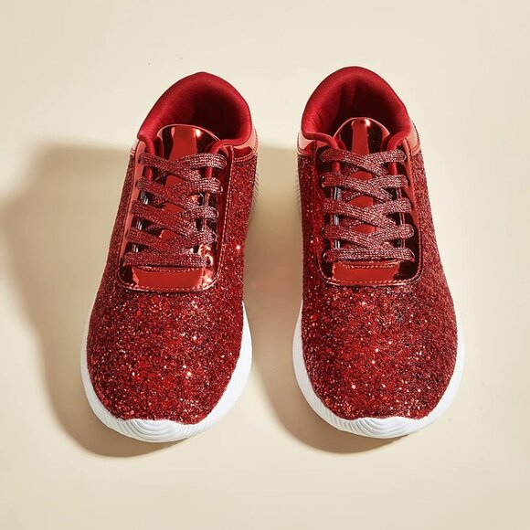 Brand New Women Red Rubber LUCKY STEP Glitter Sparkly Lightweight Shoes - Picture 4 of 8